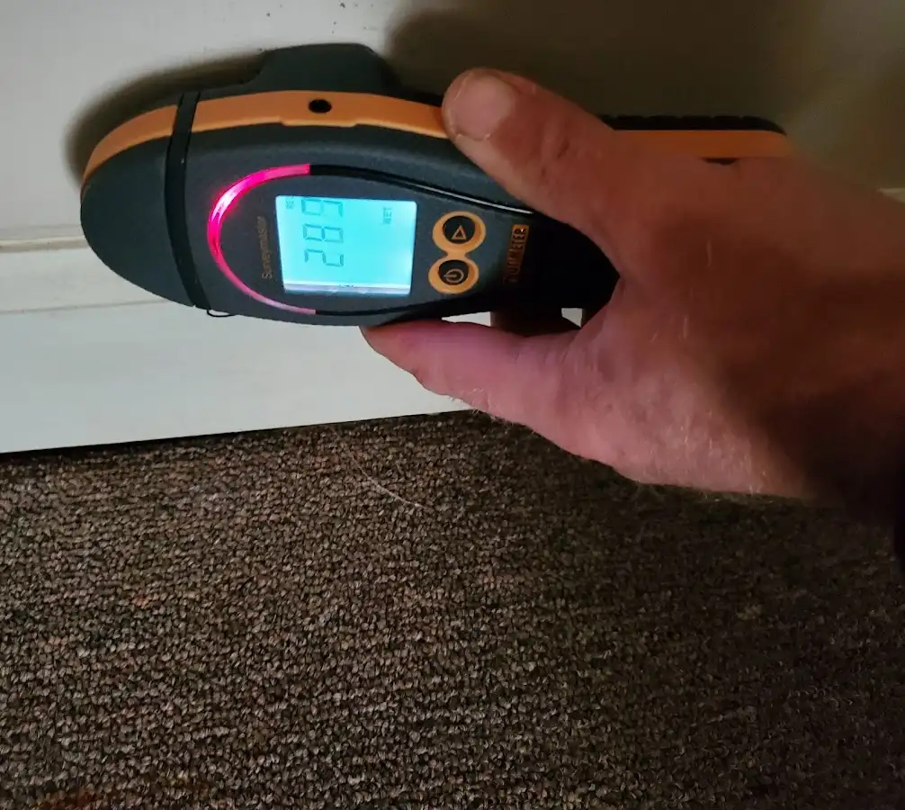 Moisture detection at baseboard during Burst Pipe Cleanup in Verdigris